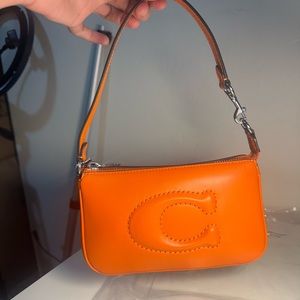 Orange Leather Shoulder Bag